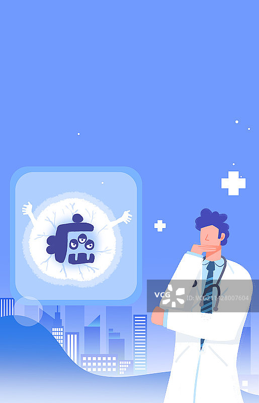 卡通手绘医生制服癌症插画图片素材