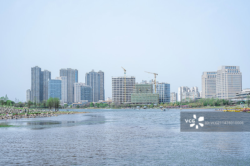 中国湖南省株洲市神农湖周边楼盘图片素材