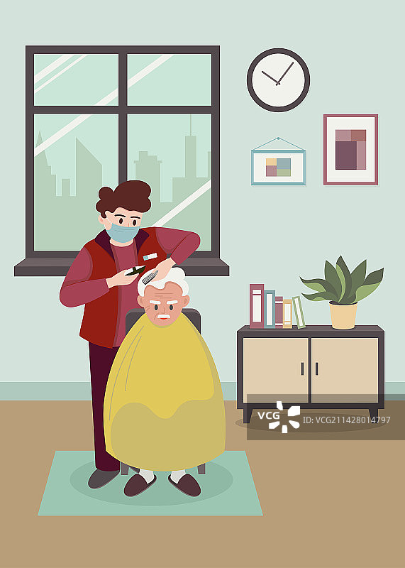 居家养老上门服务插画图片素材