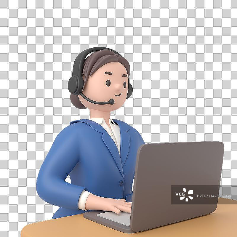 3d渲染客服人物插画图片素材