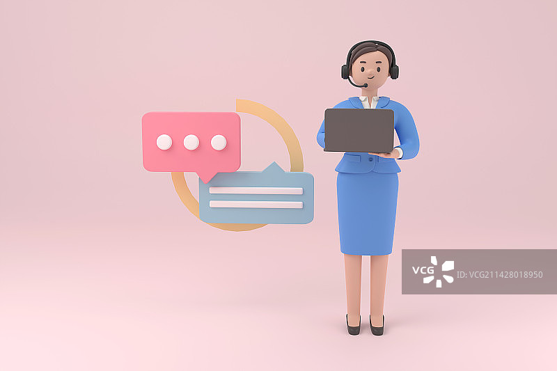 3d渲染客服网络服务插画图片素材