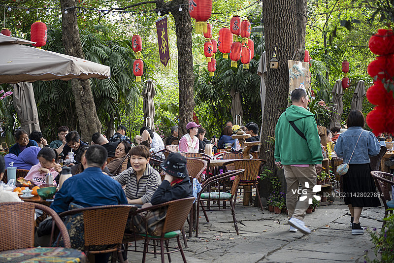 成都街拍 锦里露天茶馆图片素材