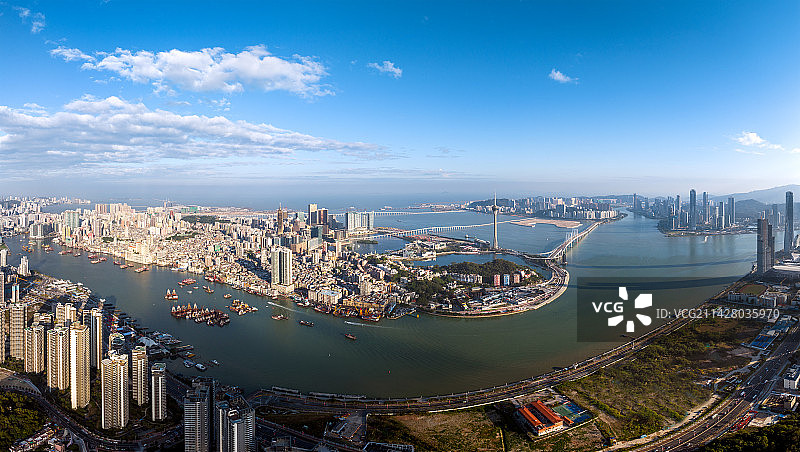 中国珠海澳门全景航拍图图片素材