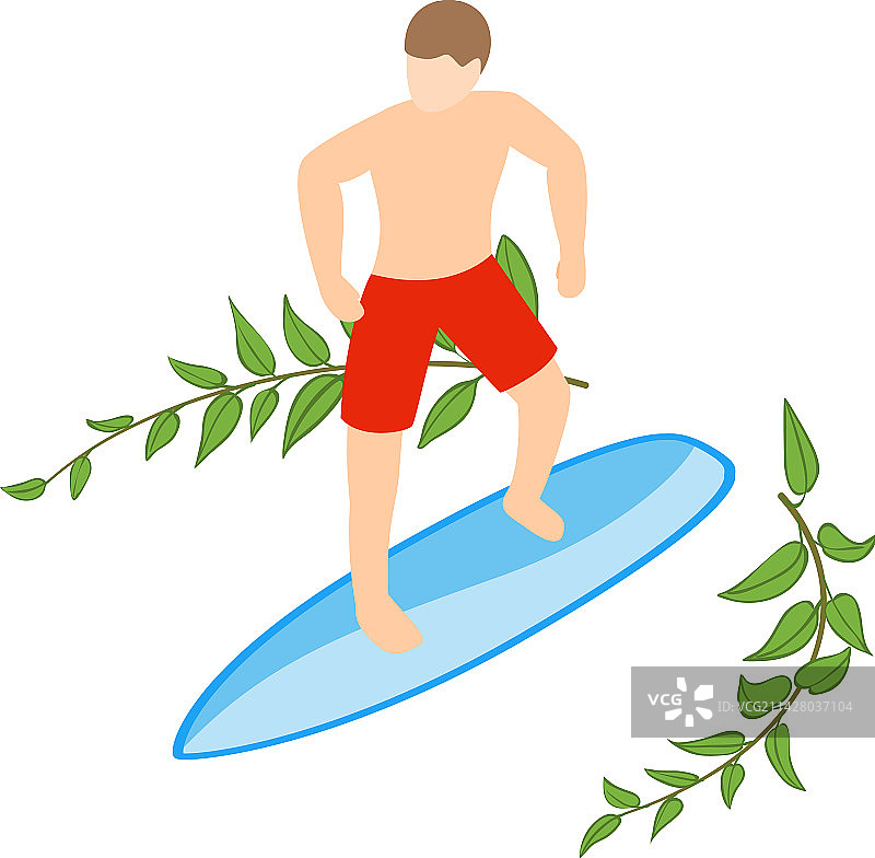 等距运动冲浪男孩图标图片素材
