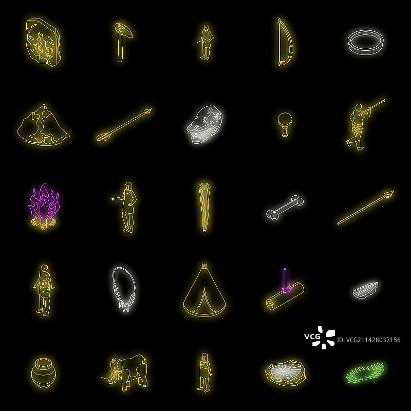 石器时代图标霓虹灯图片素材