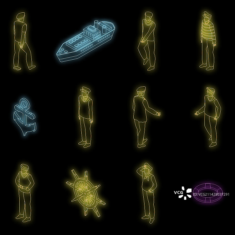 霓虹水手图标集图片素材