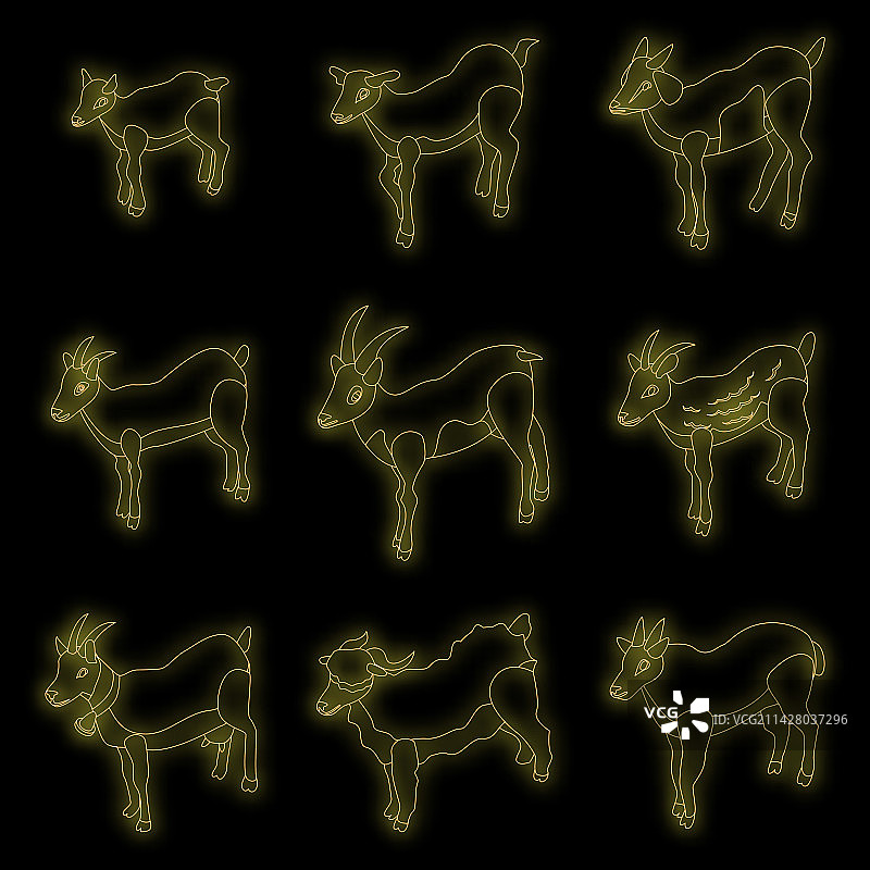 霓虹山羊图标集图片素材