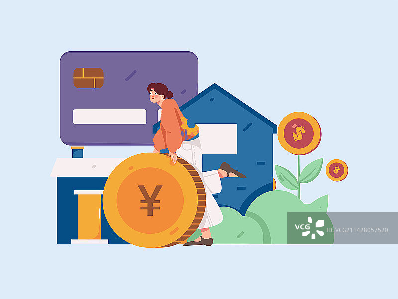 住房贷款扁平矢量概念运营插画图片素材