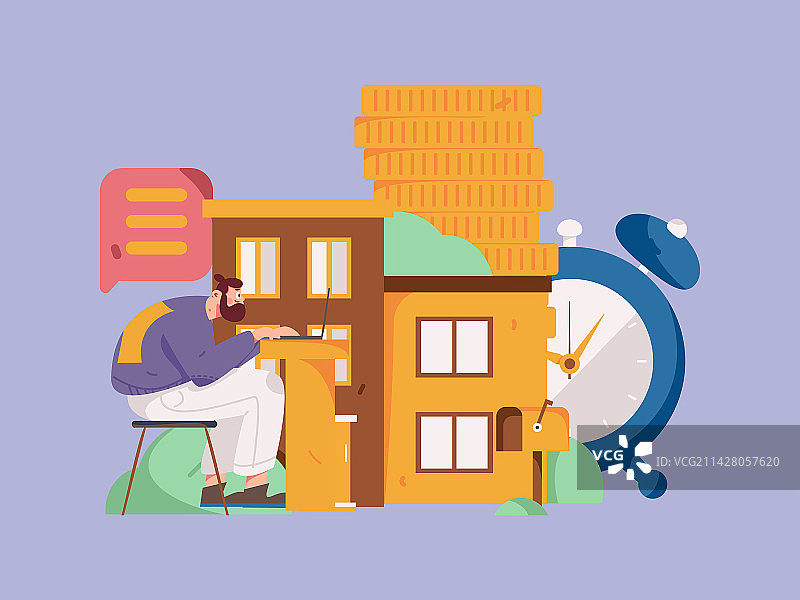 住房贷款扁平矢量概念运营插画图片素材