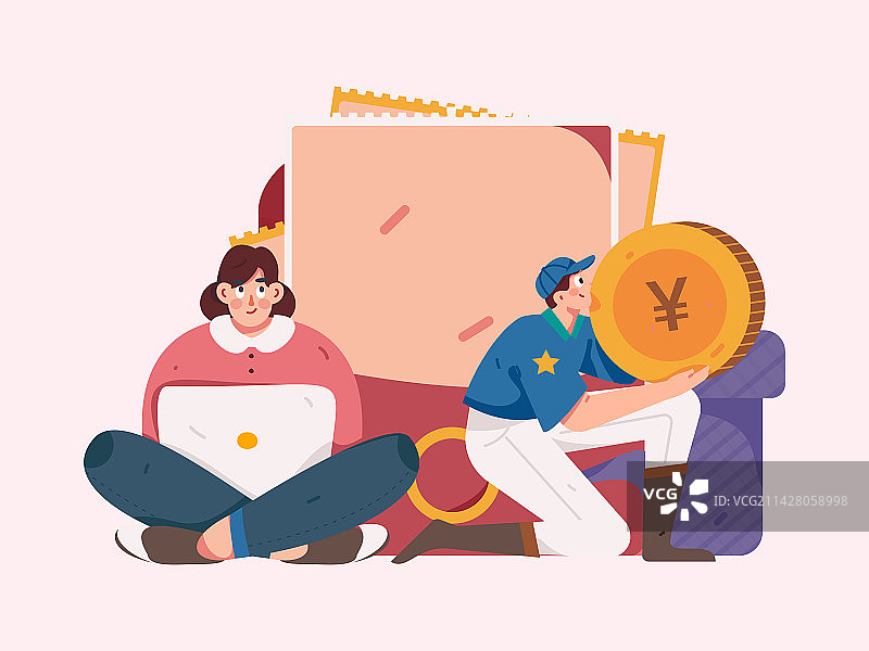 节日购物进行电商网购的人物扁平矢量概念运营手绘插画图片素材