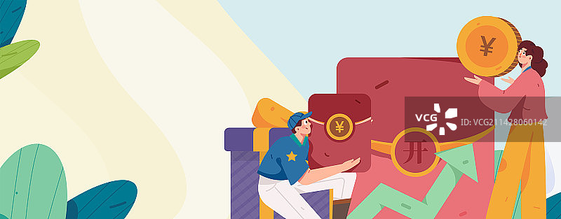 节日购物进行电商网购的人物扁平矢量概念运营手绘插画图片素材