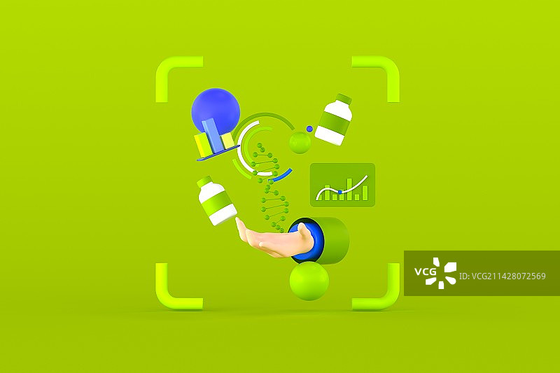 3D渲染生物医药大数据插画图片素材