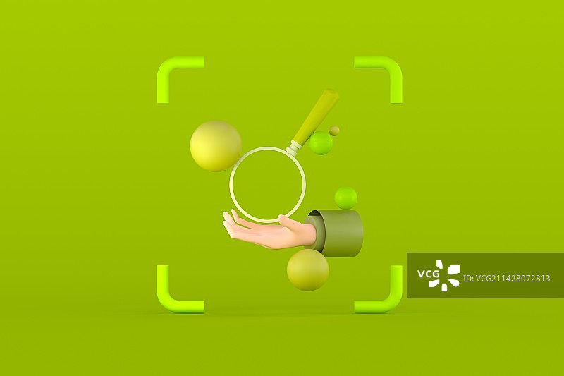 3D渲染卡通放大镜图片素材