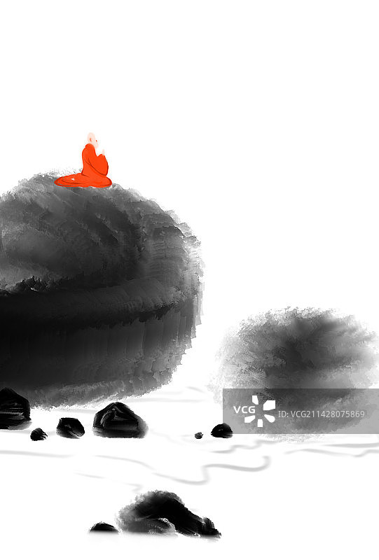 中国风水墨山水背景背景图片素材