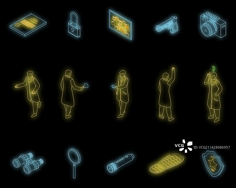 调查员图标霓虹灯图片素材