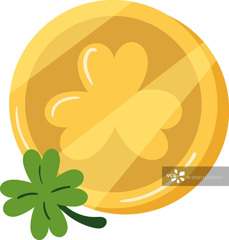 带三叶草的金色硬币图片素材