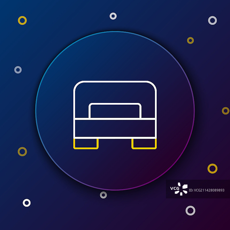 线条单人或双人床大床图标隔离图片素材