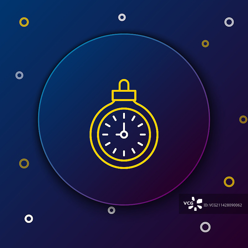 蓝色背景上的线条怀表图标图片素材