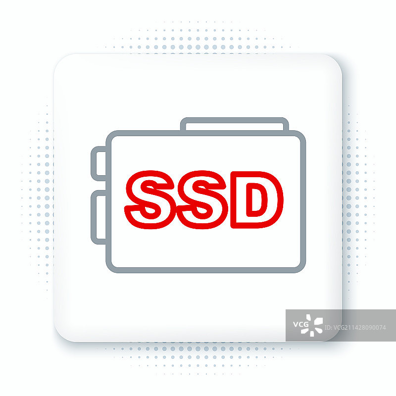 白色背景上的固态硬盘线条图标图片素材