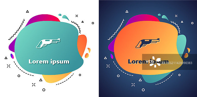 白色背景上的白色复古手枪图标图片素材