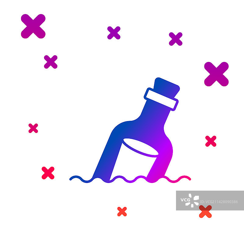 水中漂流瓶留言彩色图标图片素材