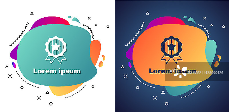 白色背景上隔离的带星星的白色奖章图标图片素材