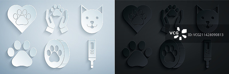 爪印猫咪医疗数字温度计组合图片素材