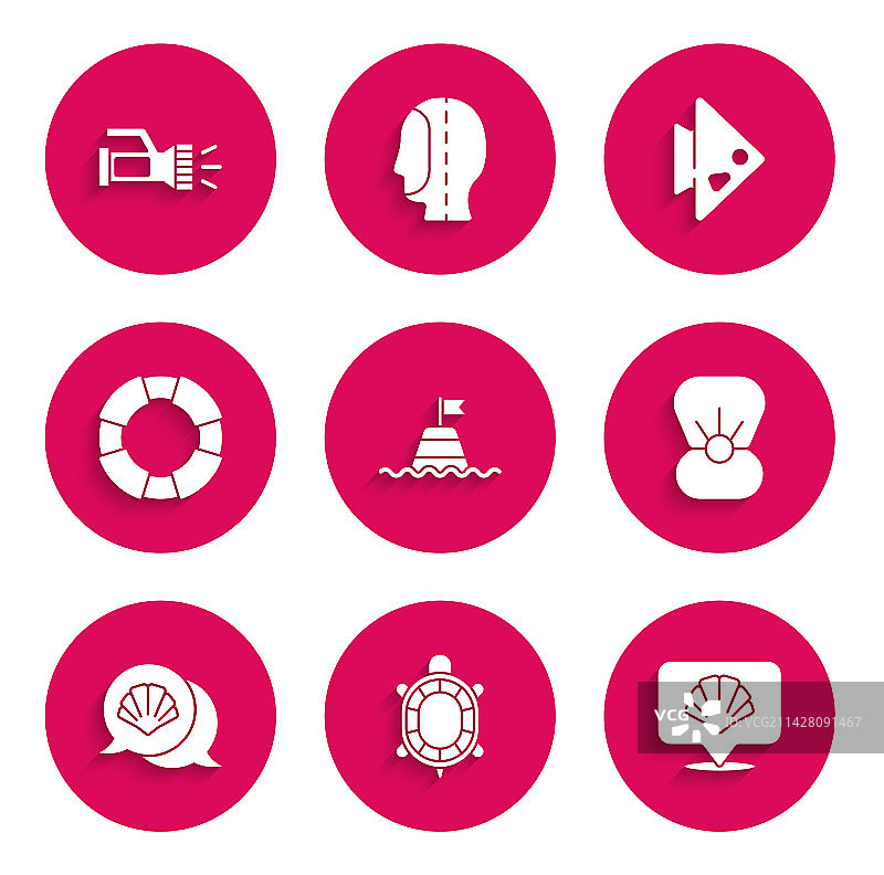 海上浮标和海龟扇贝图片素材