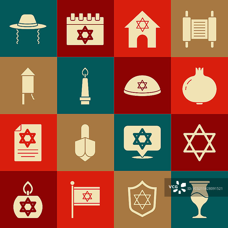 犹太圣杯、大卫之星和石榴素材图片素材