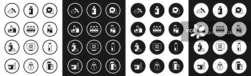 一套乳房瓶装牛奶乳制品黄油图片素材