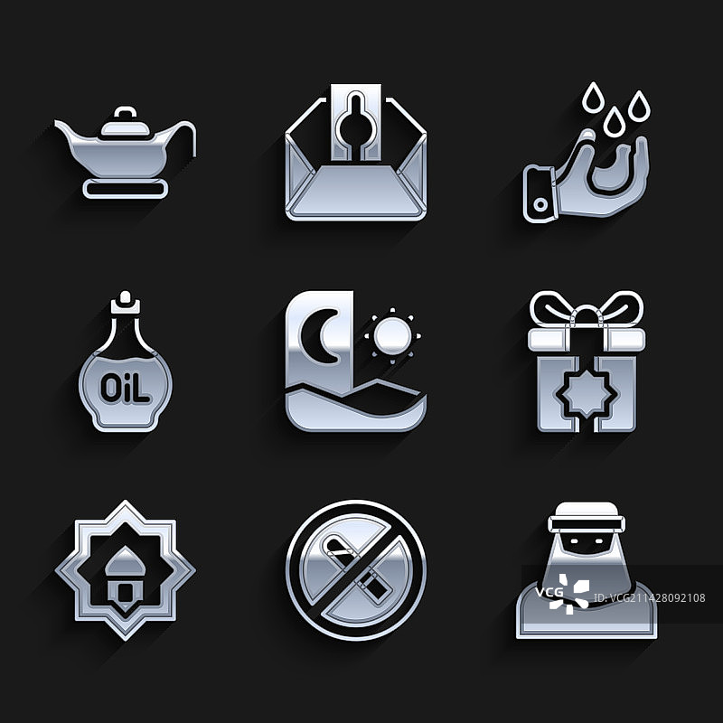 斋月禁食禁止吸烟穆斯林妇女套装图片素材