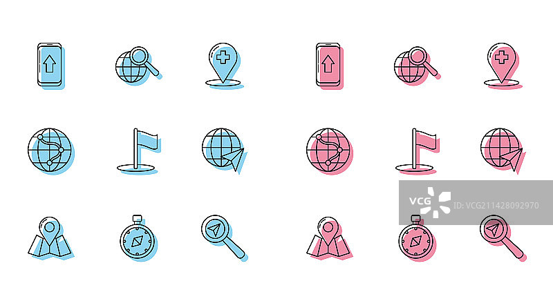 带定位标记罗盘的折叠地图图片素材