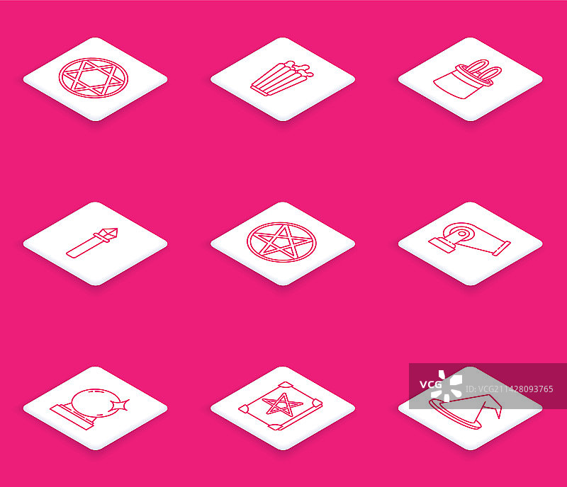 大卫之星爆米花盒与魔术师线稿元素图片素材