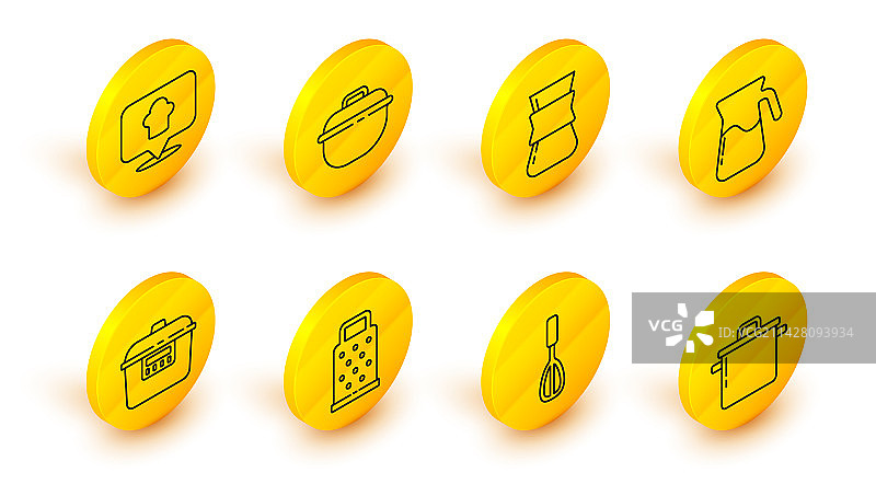 烹饪锅厨房打蛋器擦丝器慢炖锅线条素材图片素材