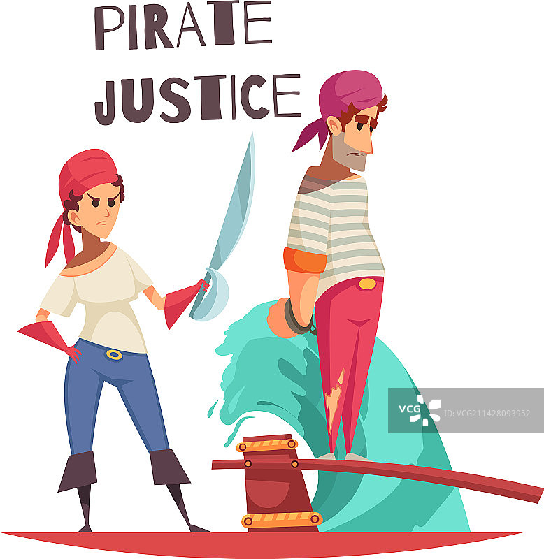海盗正义扁平构图图片素材