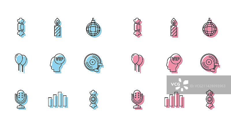 麦克风音乐均衡器糖果贵宾线条图案图片素材