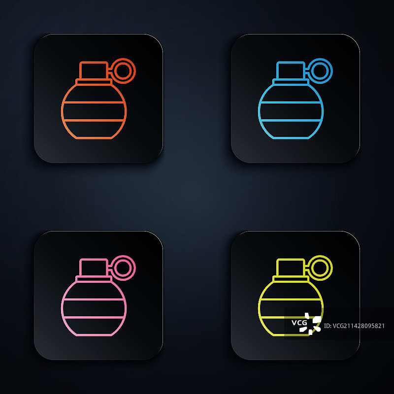 彩色霓虹手榴弹线条图标图片素材