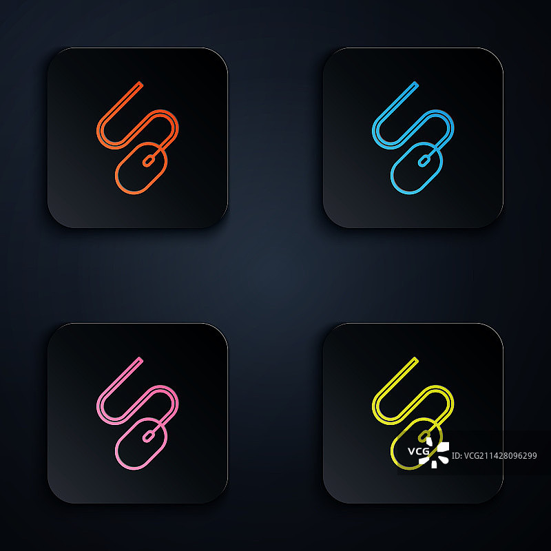 彩色霓虹灯线条电脑鼠标图标图片素材