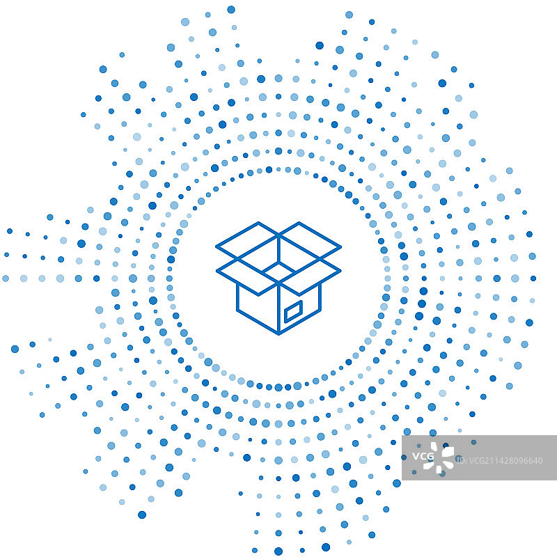 蓝色线条开箱图标，白色背景隔离图片素材