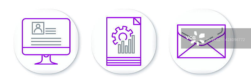 信封电脑显示器与简历图片素材