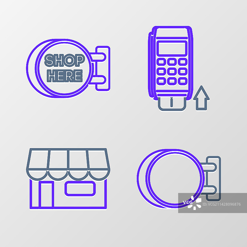 挂在购物大厦或商店上的线性标牌图片素材