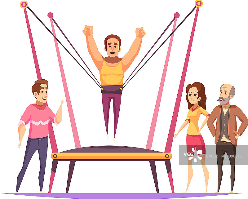 成年人在蹦床上跳跃图片素材