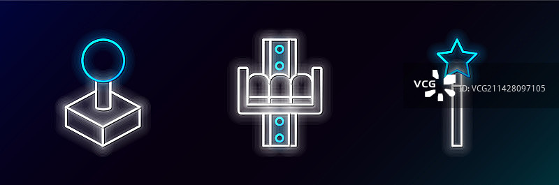 魔杖和街机摇杆线条集图片素材