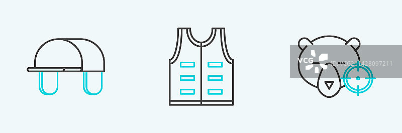 猎熊与十字线和猎人帽子的线条图片素材