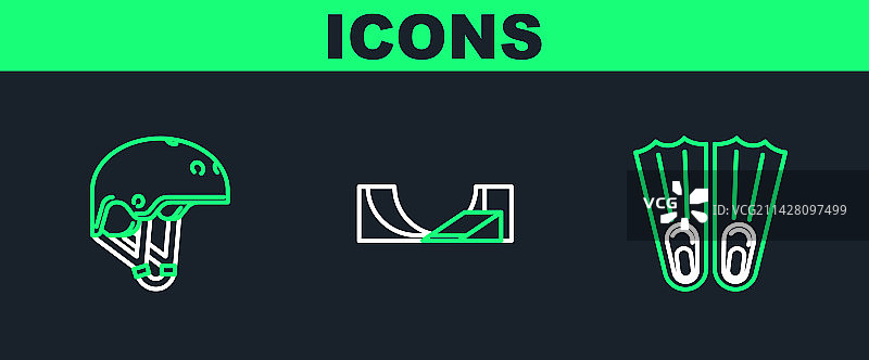 游泳脚蹼、头盔橡胶套装图片素材