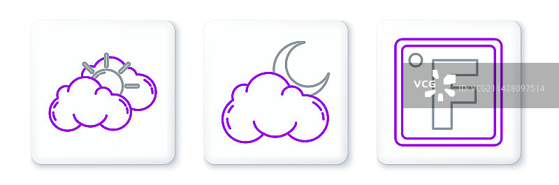 华氏度太阳云朵天气套装图片素材