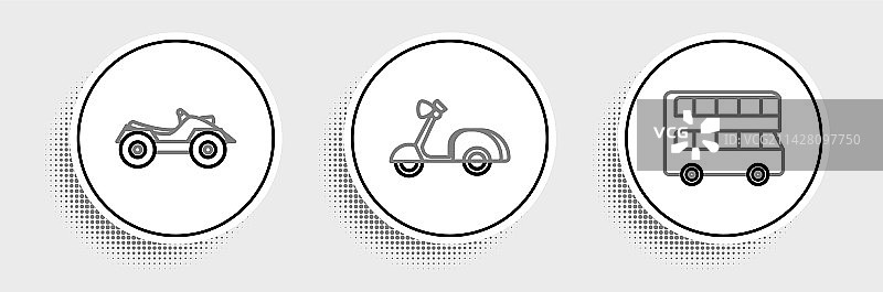 双层巴士、全地形车线条组合图片素材