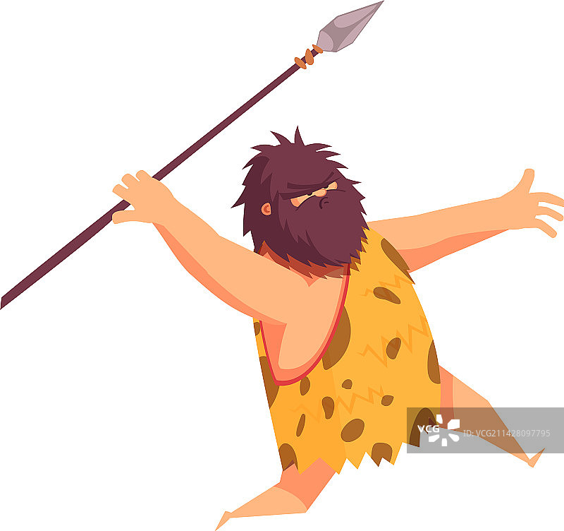 原始人持矛场景图片素材