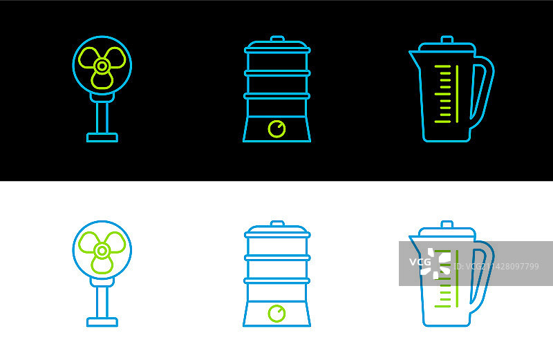 量杯、电风扇和双线条设计图片素材