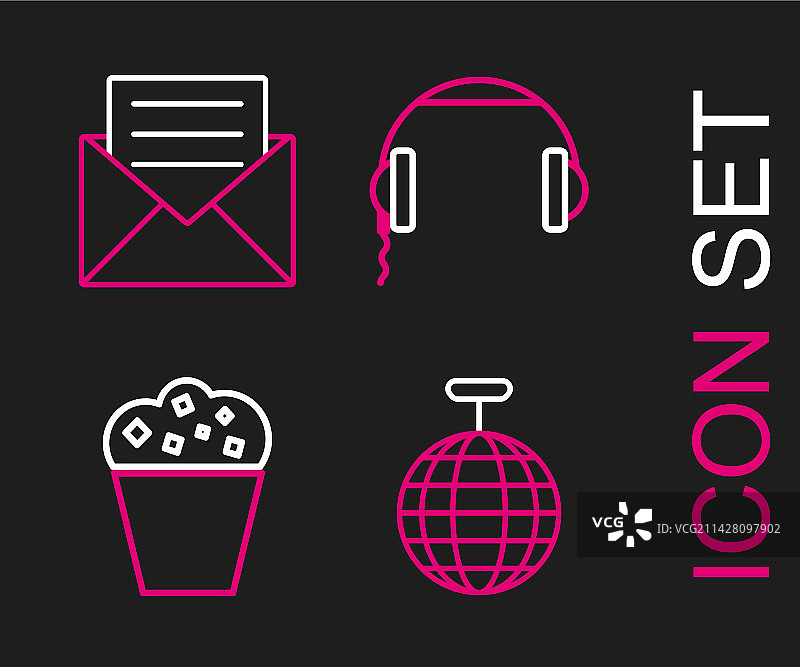 迪斯科球和纸板箱中的爆米花图片素材